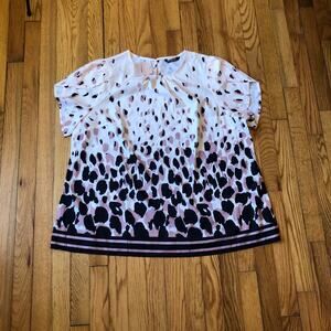 Bloomchic NWT Women's Cream Animal Print Cap Sleeve Blouse Size 18-20